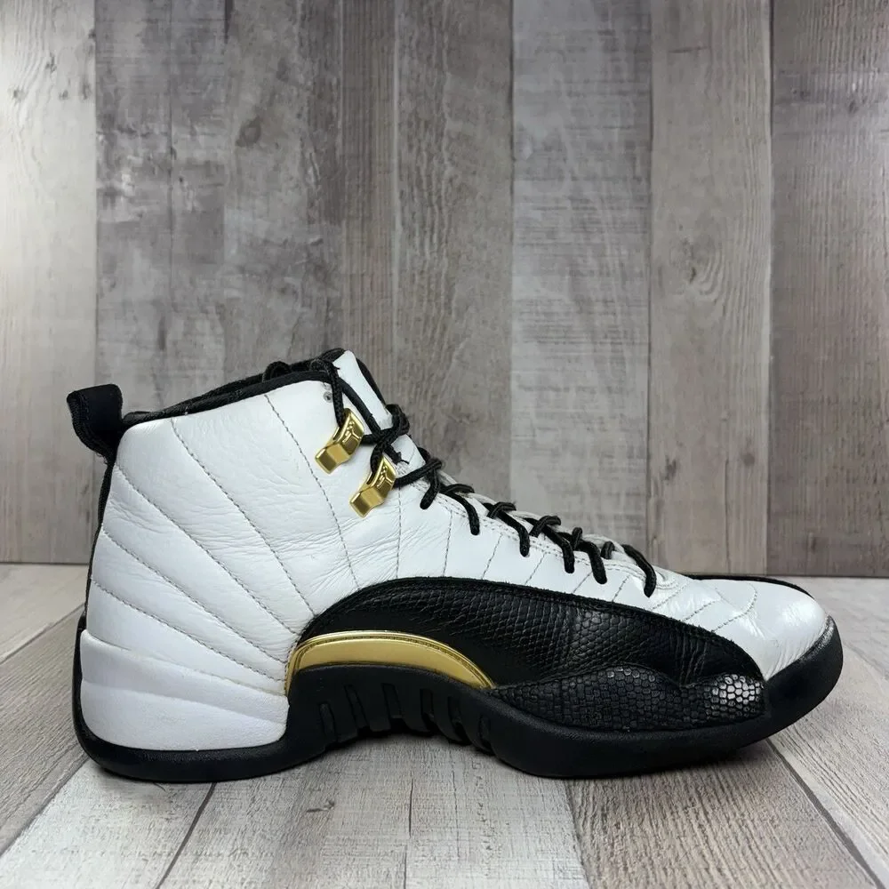 Air Jordan 12 Retro Royalty Taxi Men's Size 9.5 Sneakers Basketball White Black